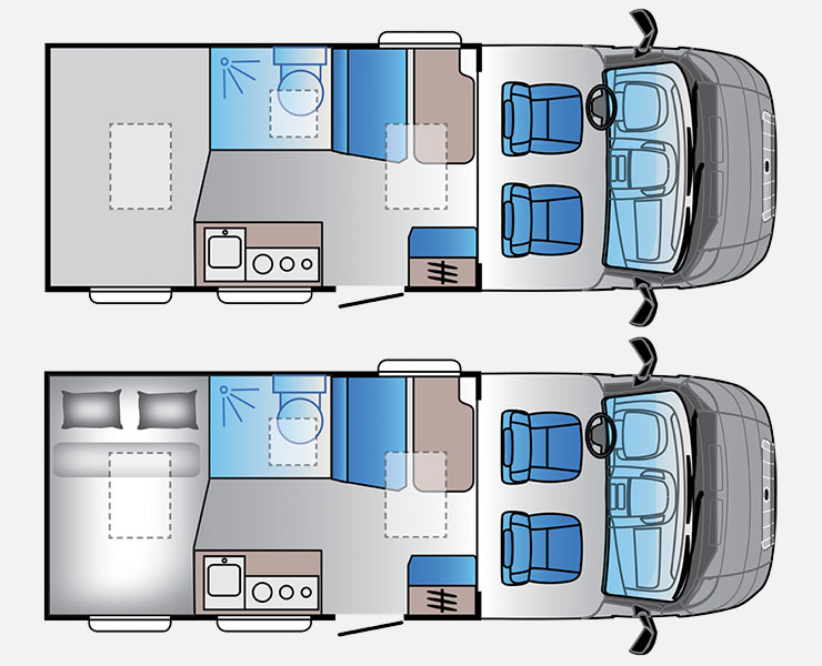 Notranja razporeditev avtodoma Adria C-Series C60 SP